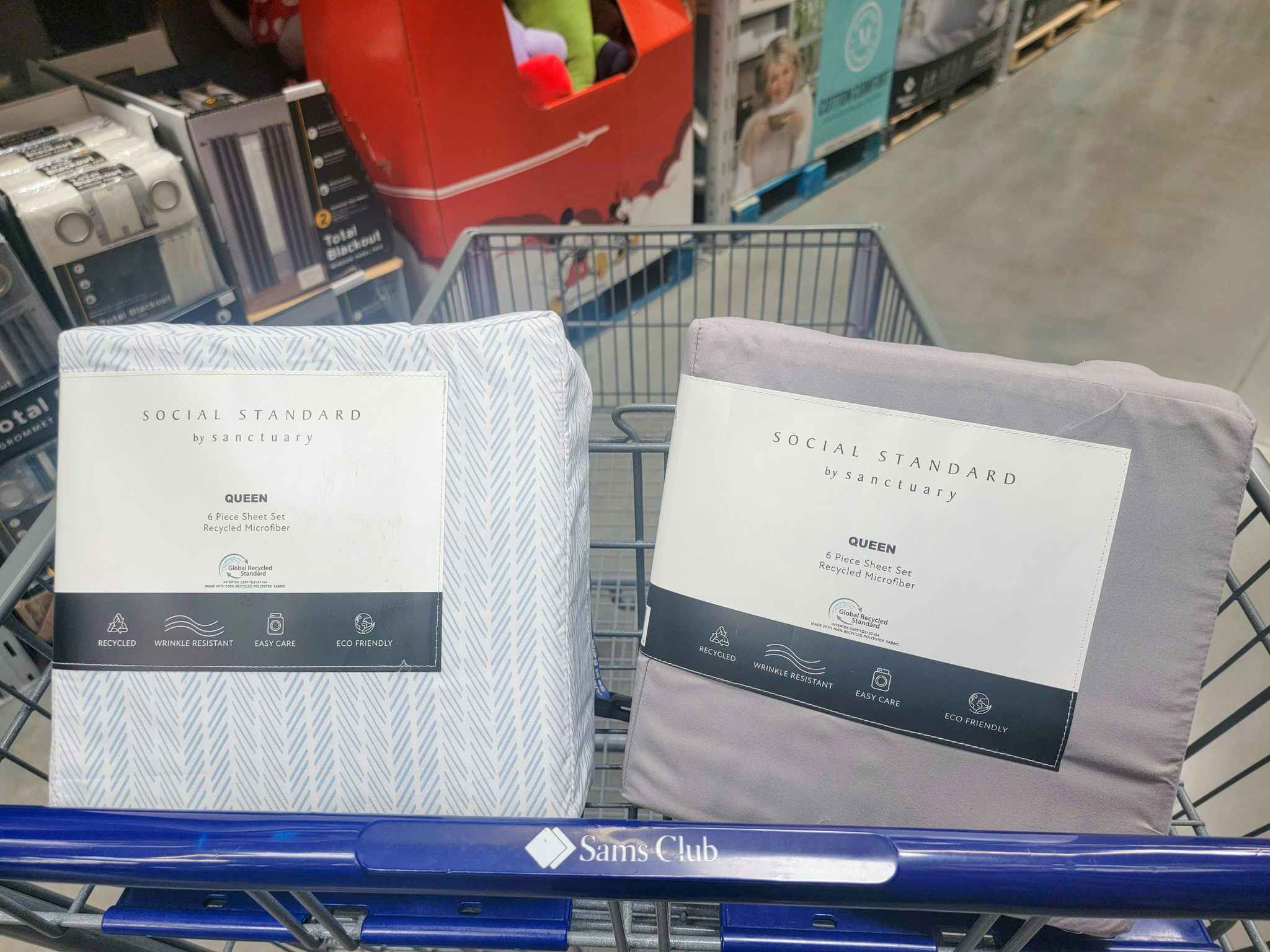 two sets of queen size sheets in a cart