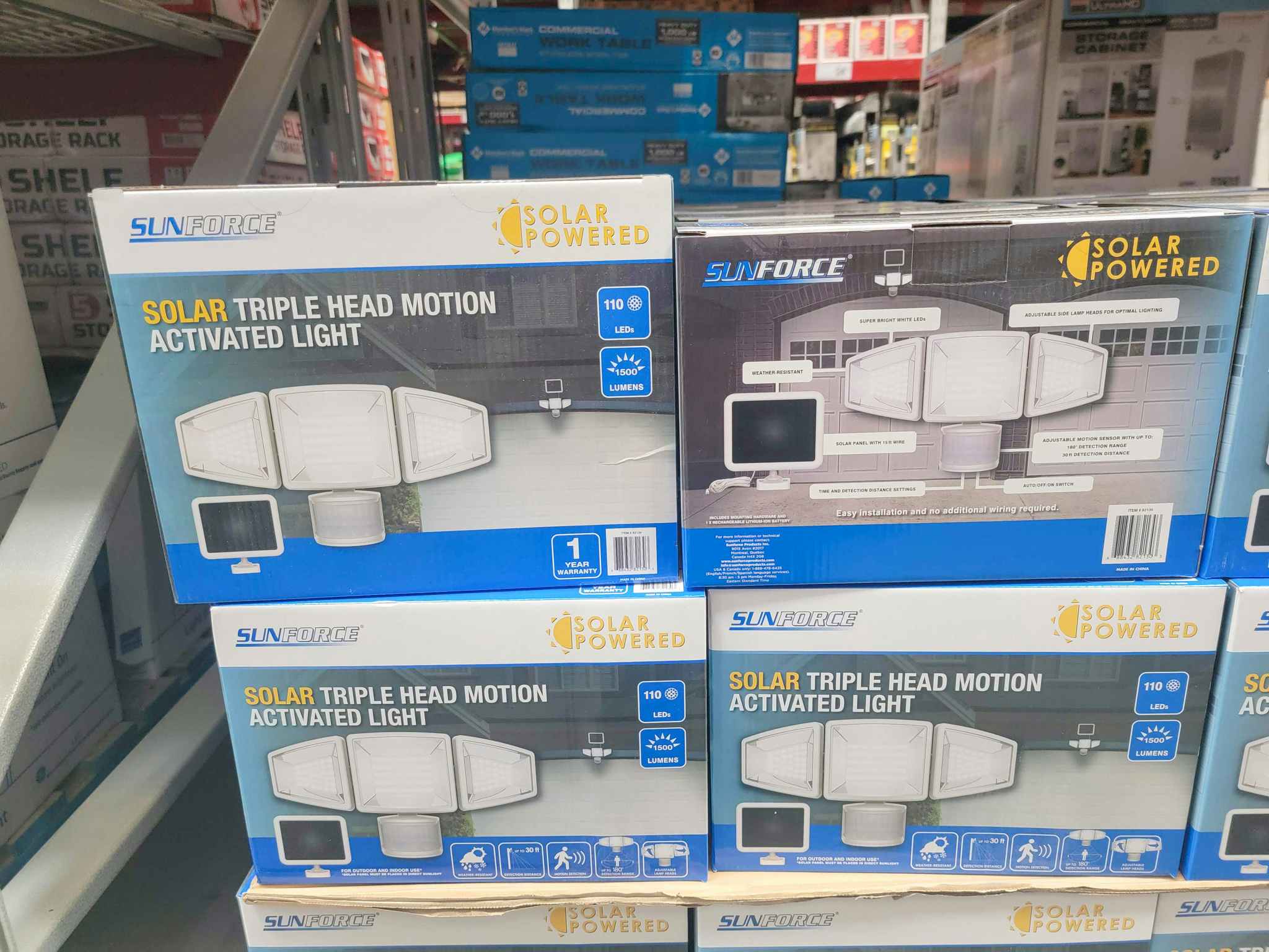 boxes of solar triple head motion activated lights