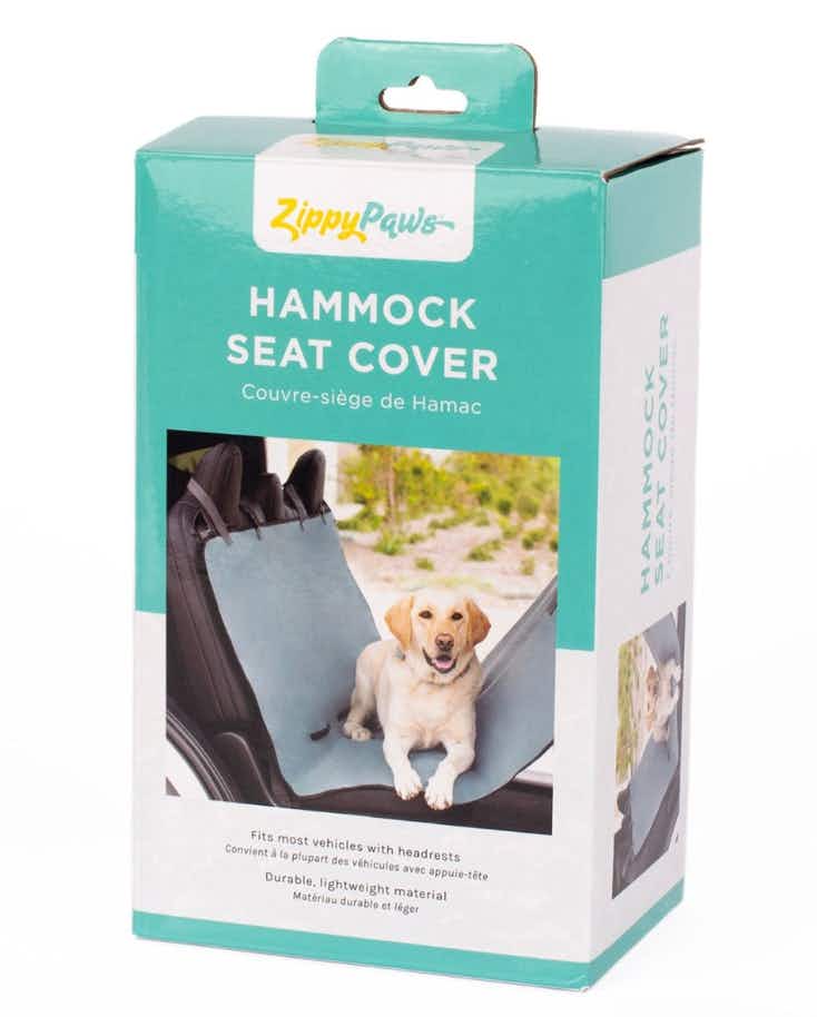 the box of a pet hammock that protects the seats in your car when your pet rides with you