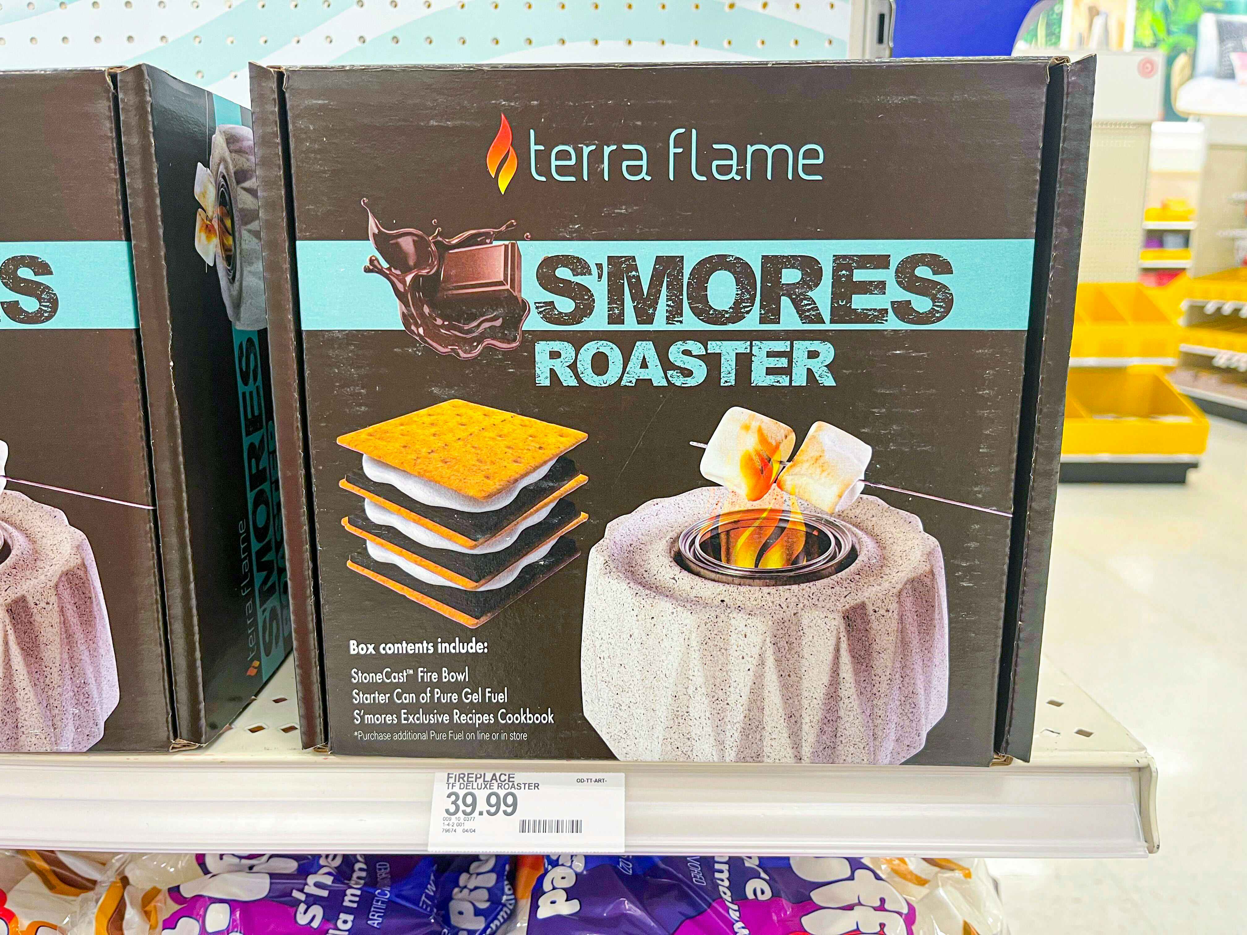 box of s'mores roaster sitting on Target store shelf