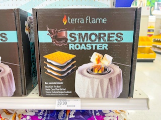 box of s'mores roaster sitting on Target store shelf