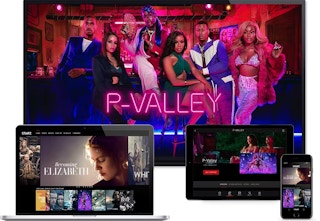 tv, laptop, tablet, and phone with Starz streaming service