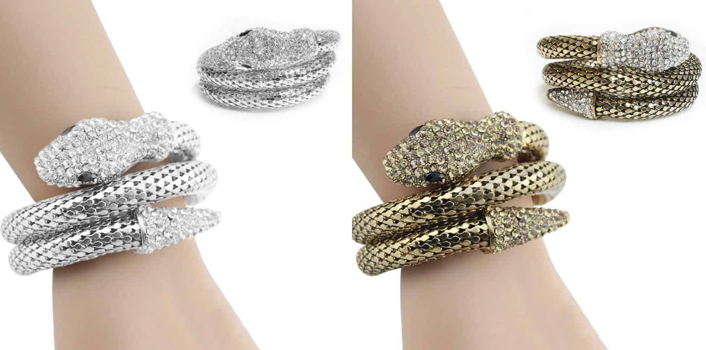 Exotic Designer Sultry Crystal Snake Bracelets