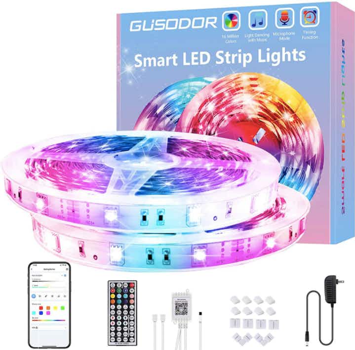 until gone Gusodor® 65-Foot Smart LED Strip Lights with Color-Changing Music Sync stock image 2022