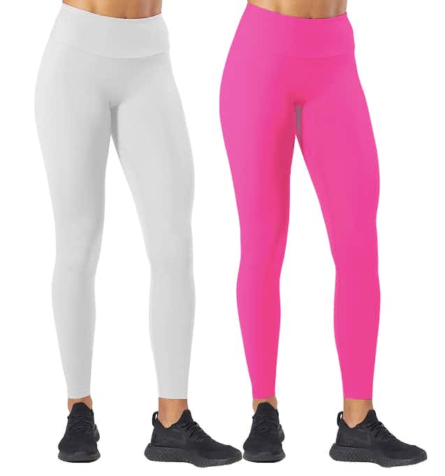 pink and white leggings
