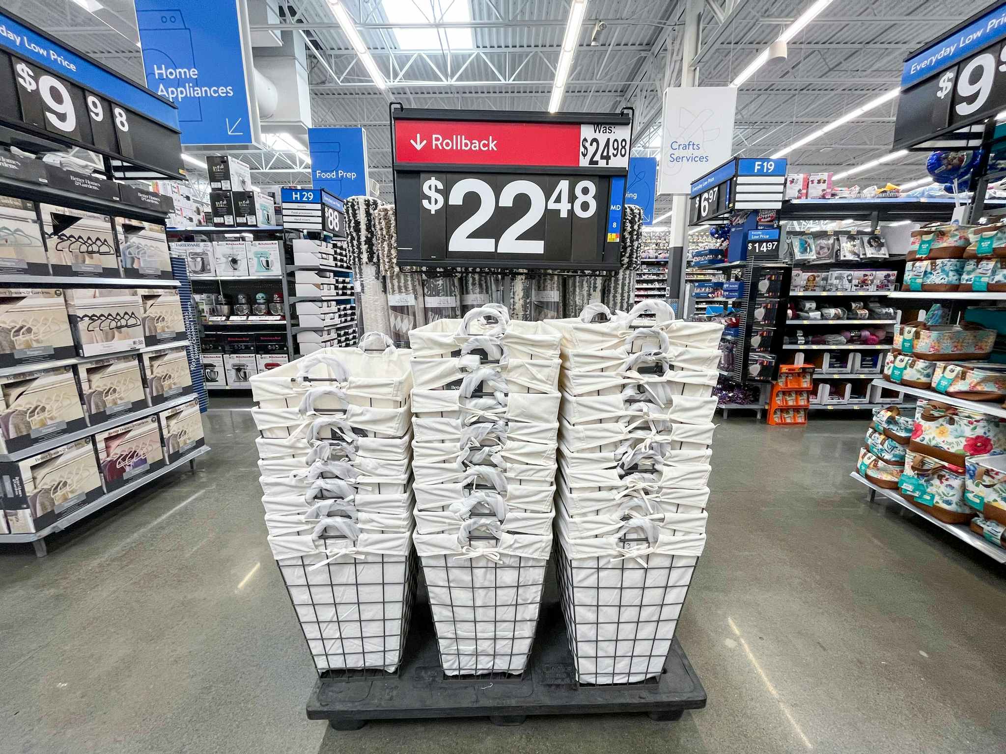 better homes and gardens hamper on display at walmart