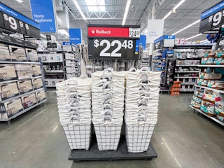 better homes and gardens hamper on display at walmart