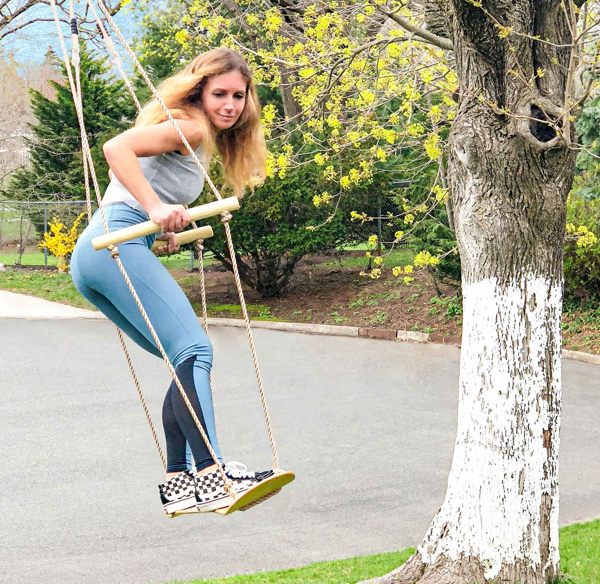wooden skateboard swing
