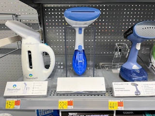 conair hand held fabric steamer on display at walmart