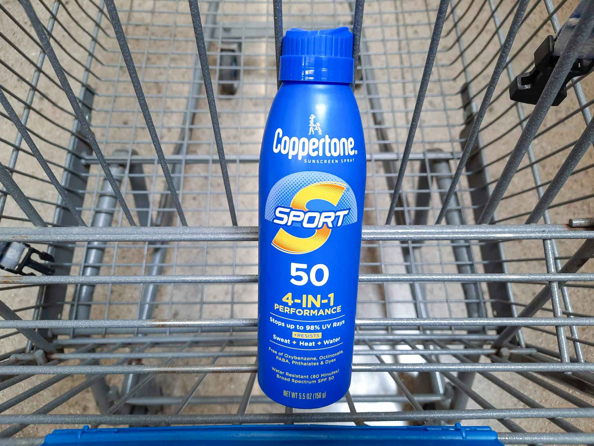 Coppertone Sport Sun Screen in Walmart shopping cart