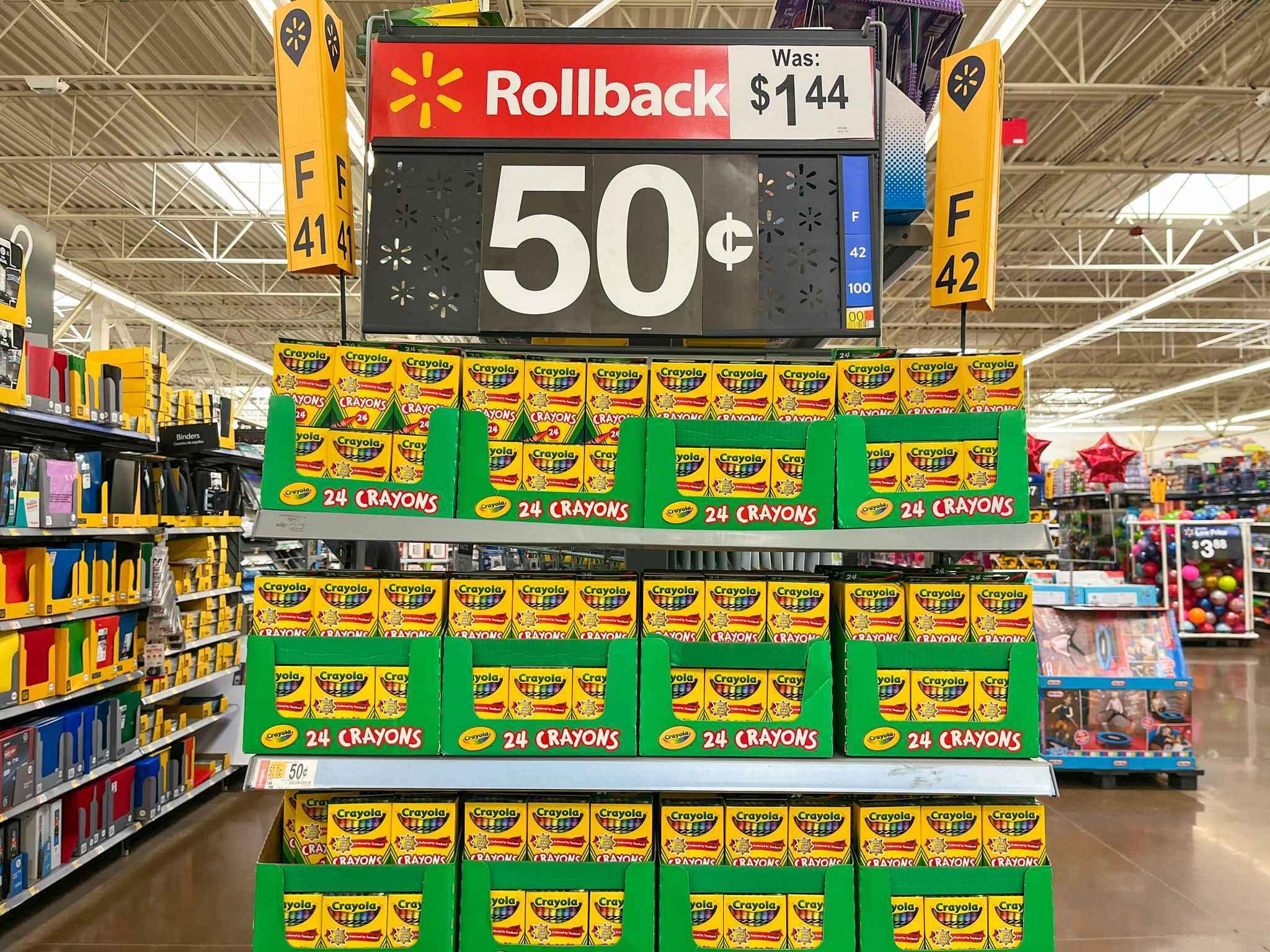 crayola crayons on display at walmart