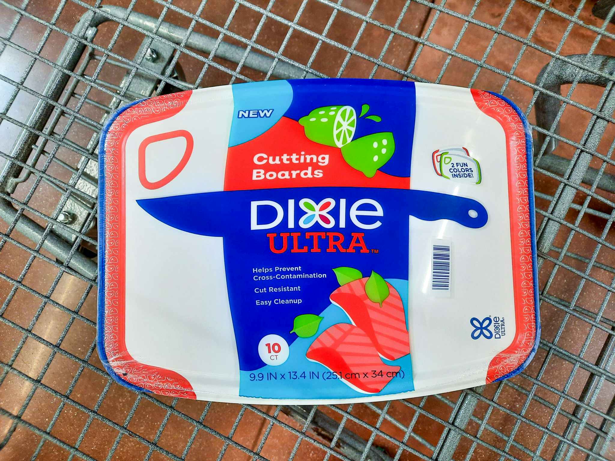 Dixie Ultra Disposable Cutting Boards in Walmart shopping cart