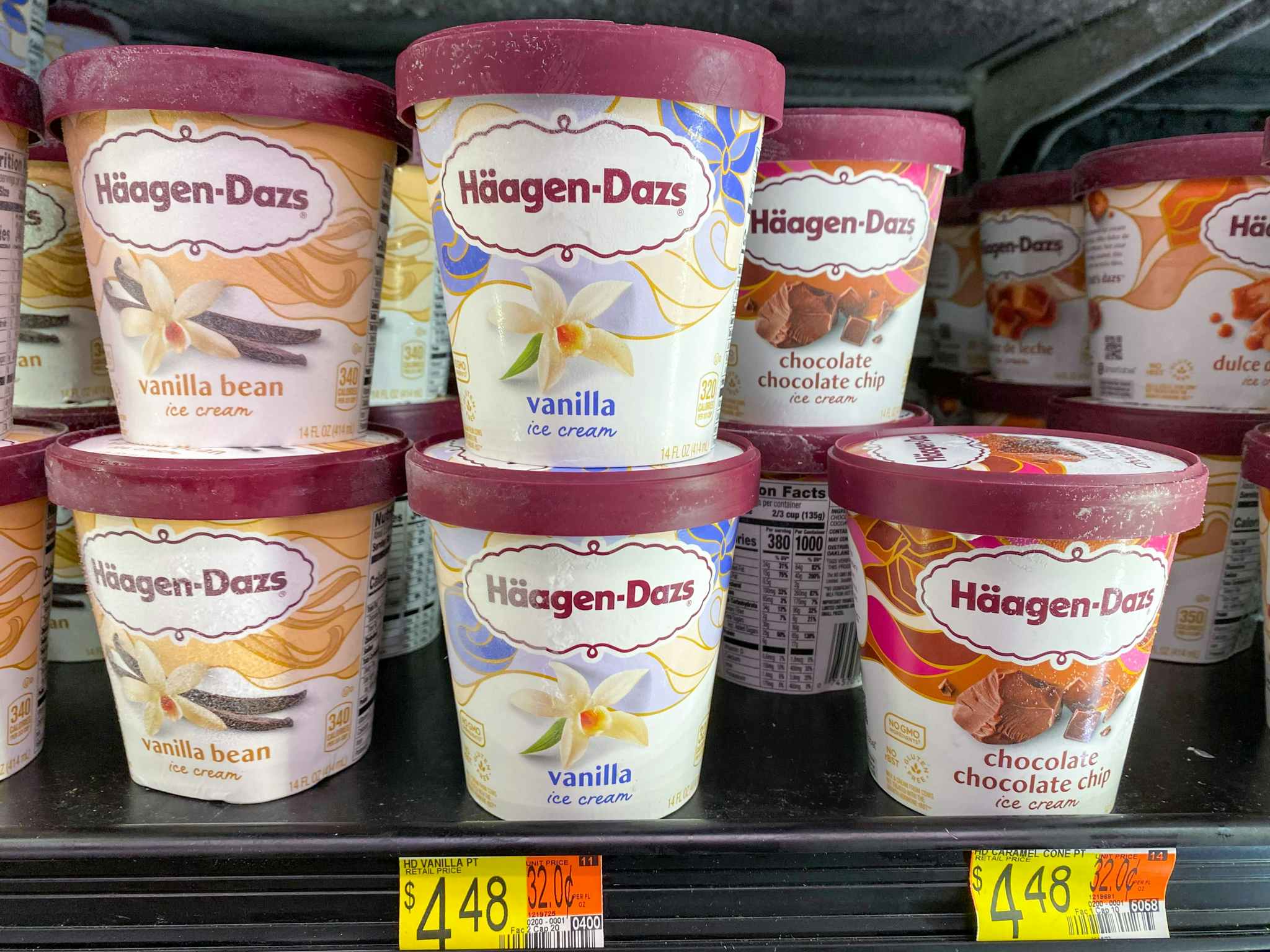 Haagen Dazs ice cream on shelf at Walmart.