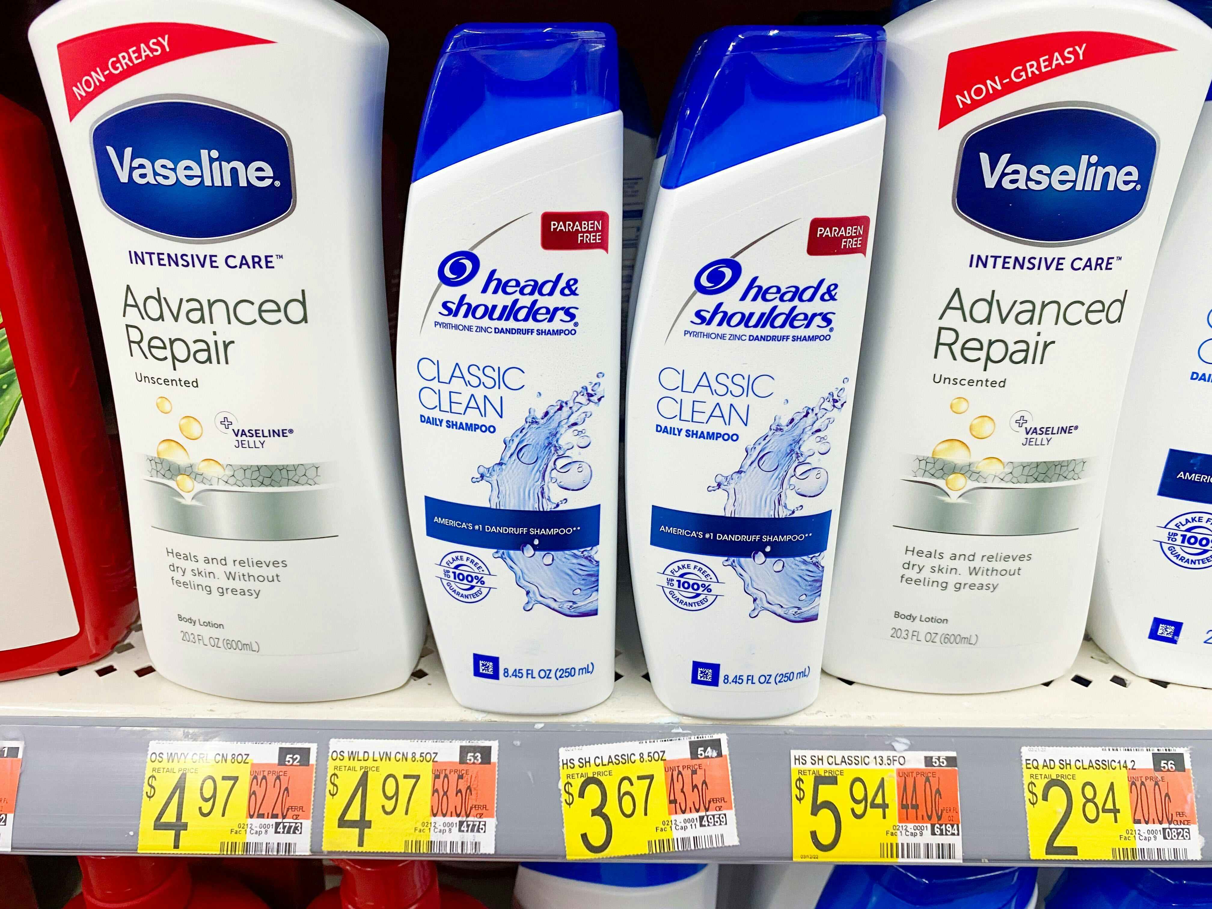 Head & Shoulders Classic Clean Shampoo on shelf at Walmart