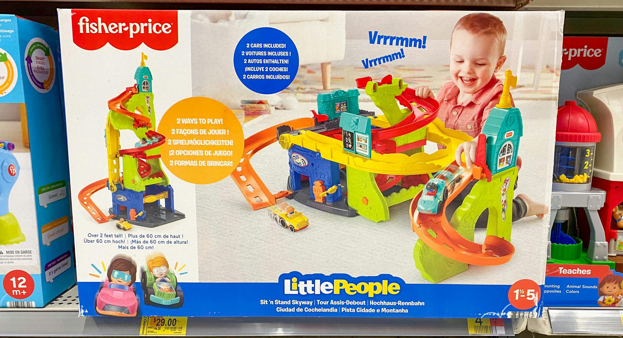 little people sit n stand skyway toy on walmart shelf