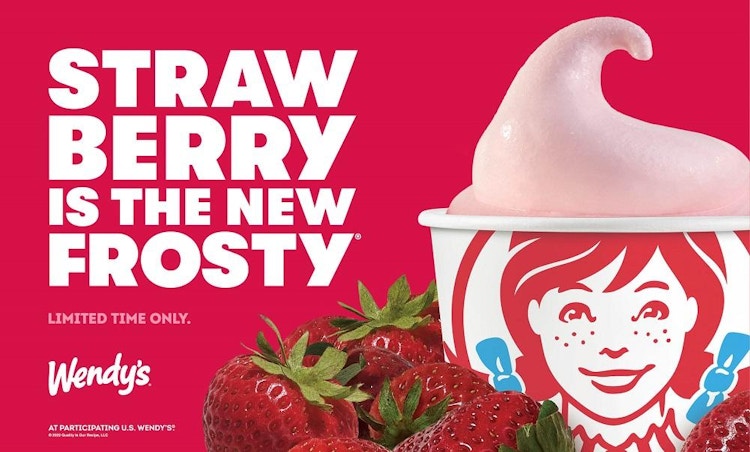 Wendy's ad declaring the launch of their new Strawberry Frosty