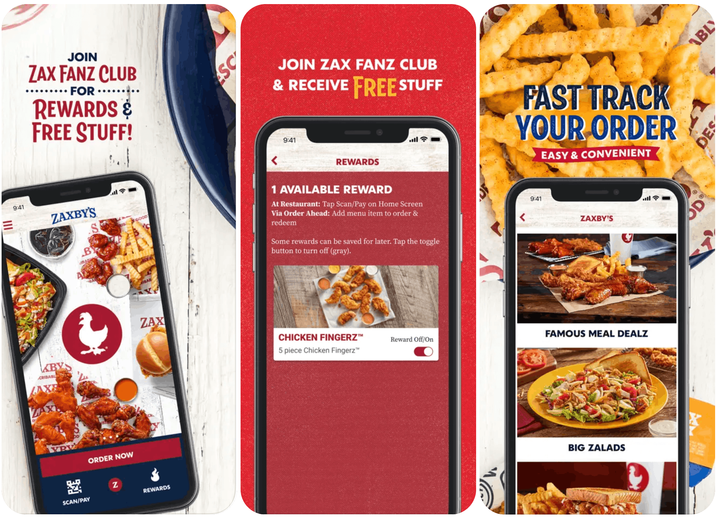 A screenshot of the Zaxby's app graphic from the app store.