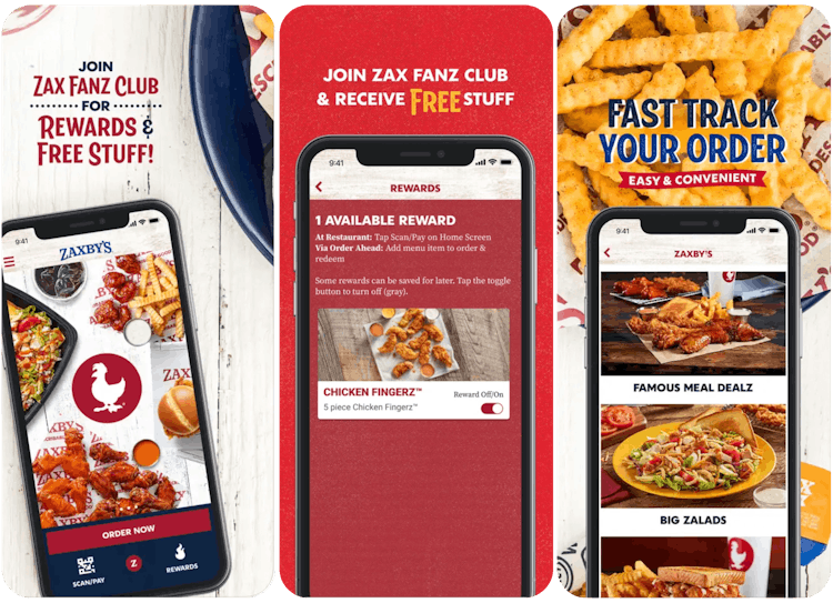 A screenshot of the Zaxby's app graphic from the app store.