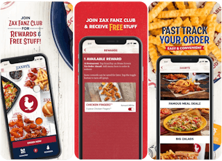 A screenshot of the Zaxby's app graphic from the app store.