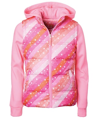 Pink & Orange Star Puffer Vest Jacket
