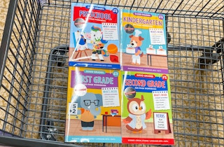 good grades workbooks in a cart at aldi