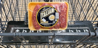italian sausage in a cart at aldi