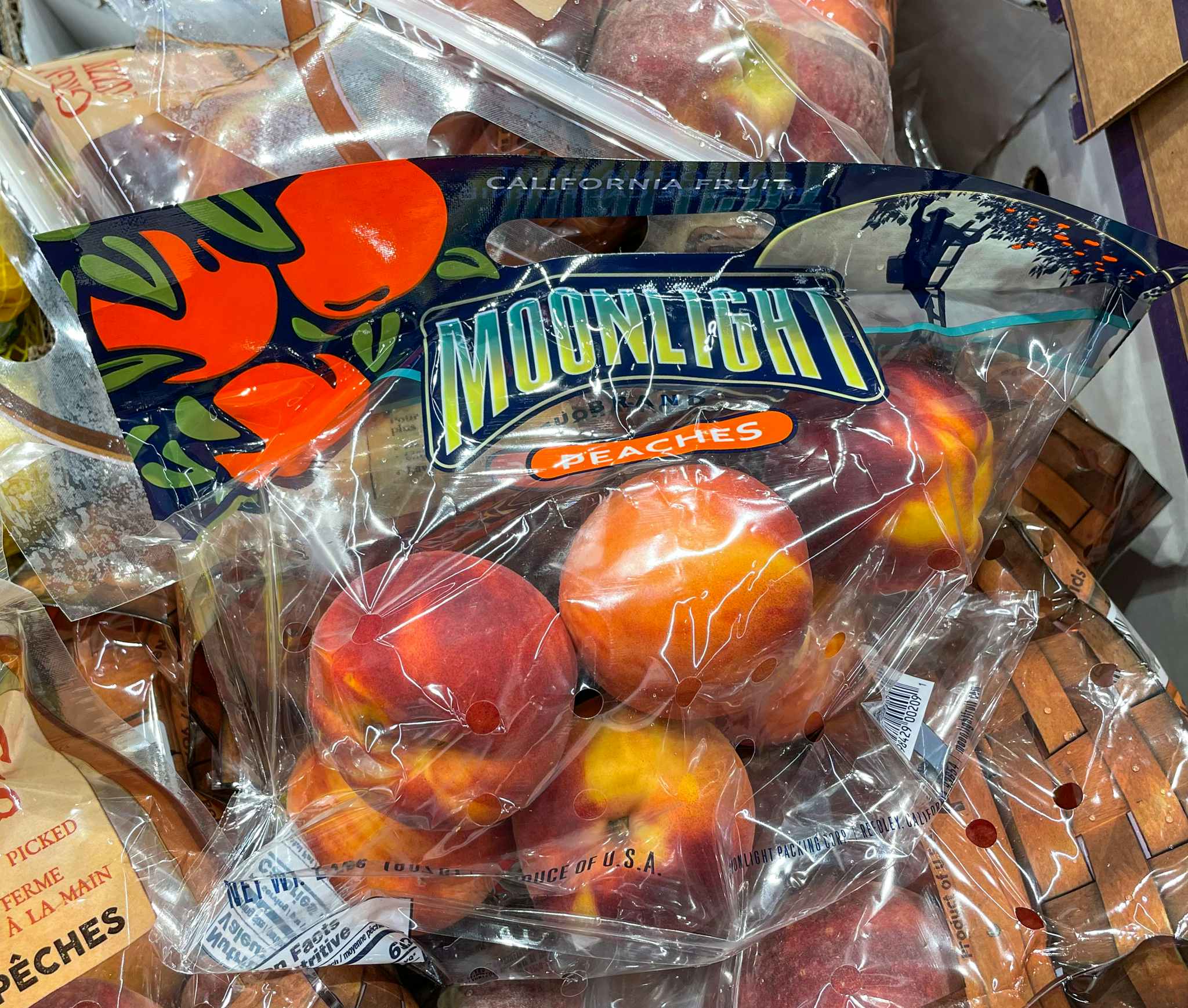 peaches in a plastic pakage at aldi 