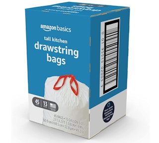 Box of trash bags on a white background