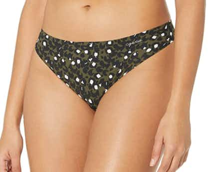 Model modeling green leopard print underwear