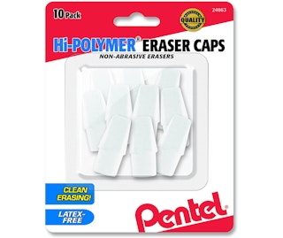White eraser caps in a pack