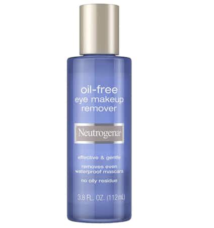 Blue eye makeup remover bottle