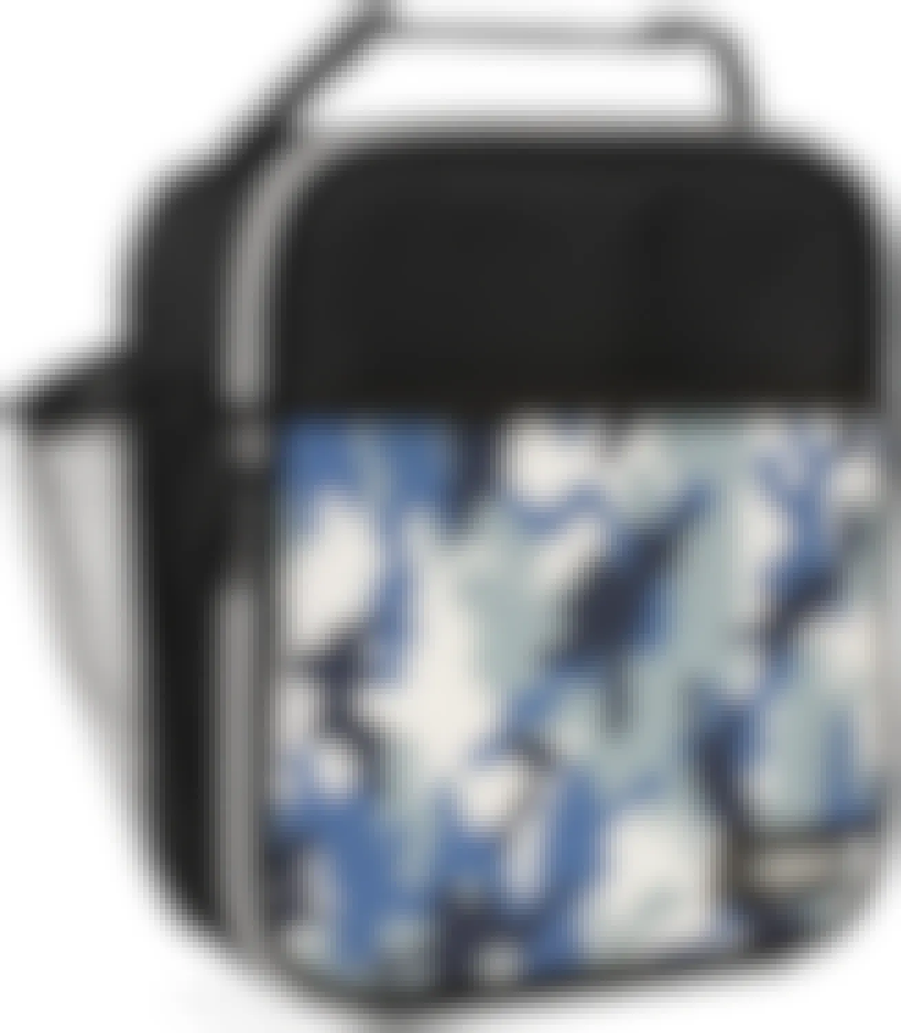 stock image of blue and black camo lunch box