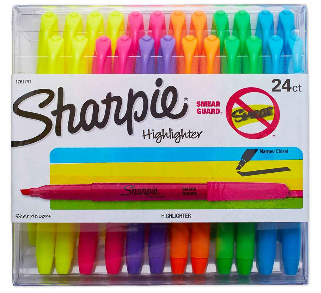 A box of Sharpie highlighters