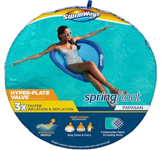 Picture of a woman in a pool on a float