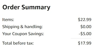 An Amazon order summary ending in $17.99.
