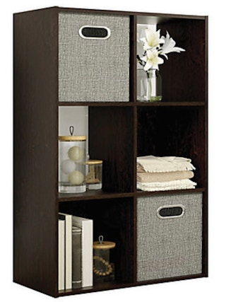 Stock image of a brown cube storage organizer
