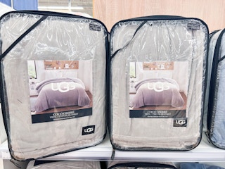 UGG ombre throw blankets on shelf pink and blue