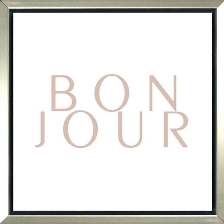 canvas art that says bonjour in gold