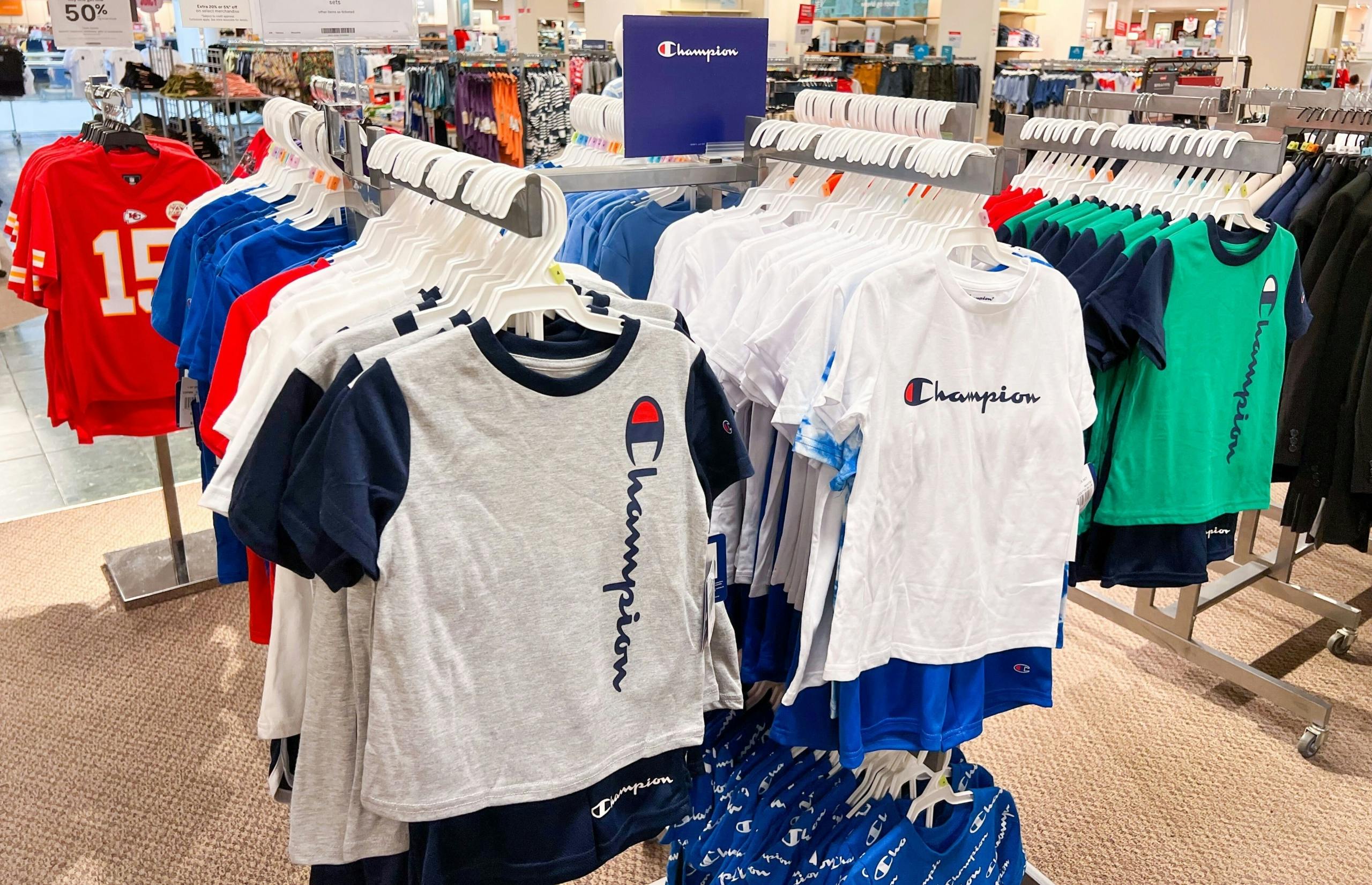champion apparel on racks