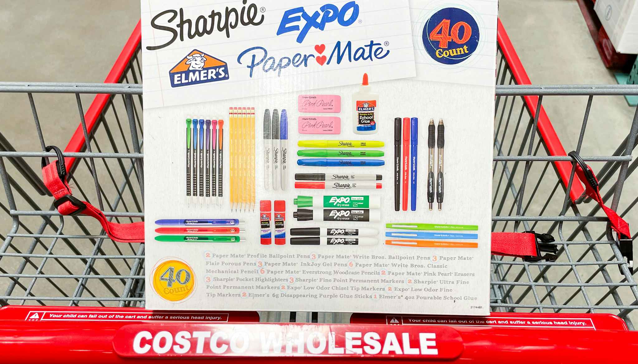 all in one back to school bundle in a cart at costco