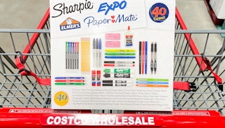 all in one back to school bundle in a cart at costco