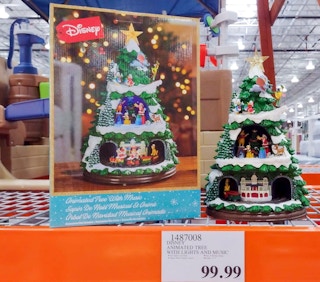 disney animated tree on a shelf at costco with sales tag