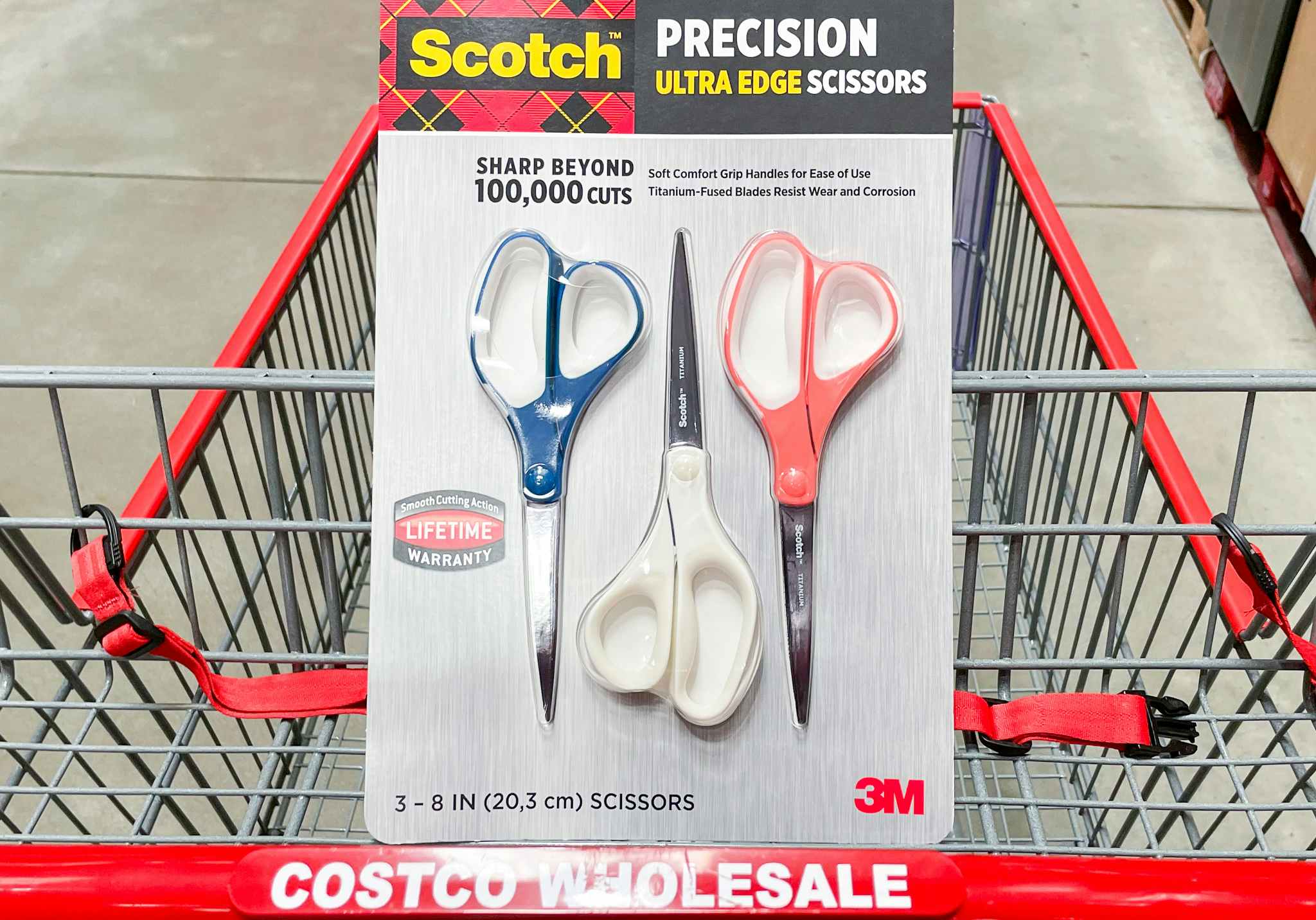 scotch scissors in a cart at costco