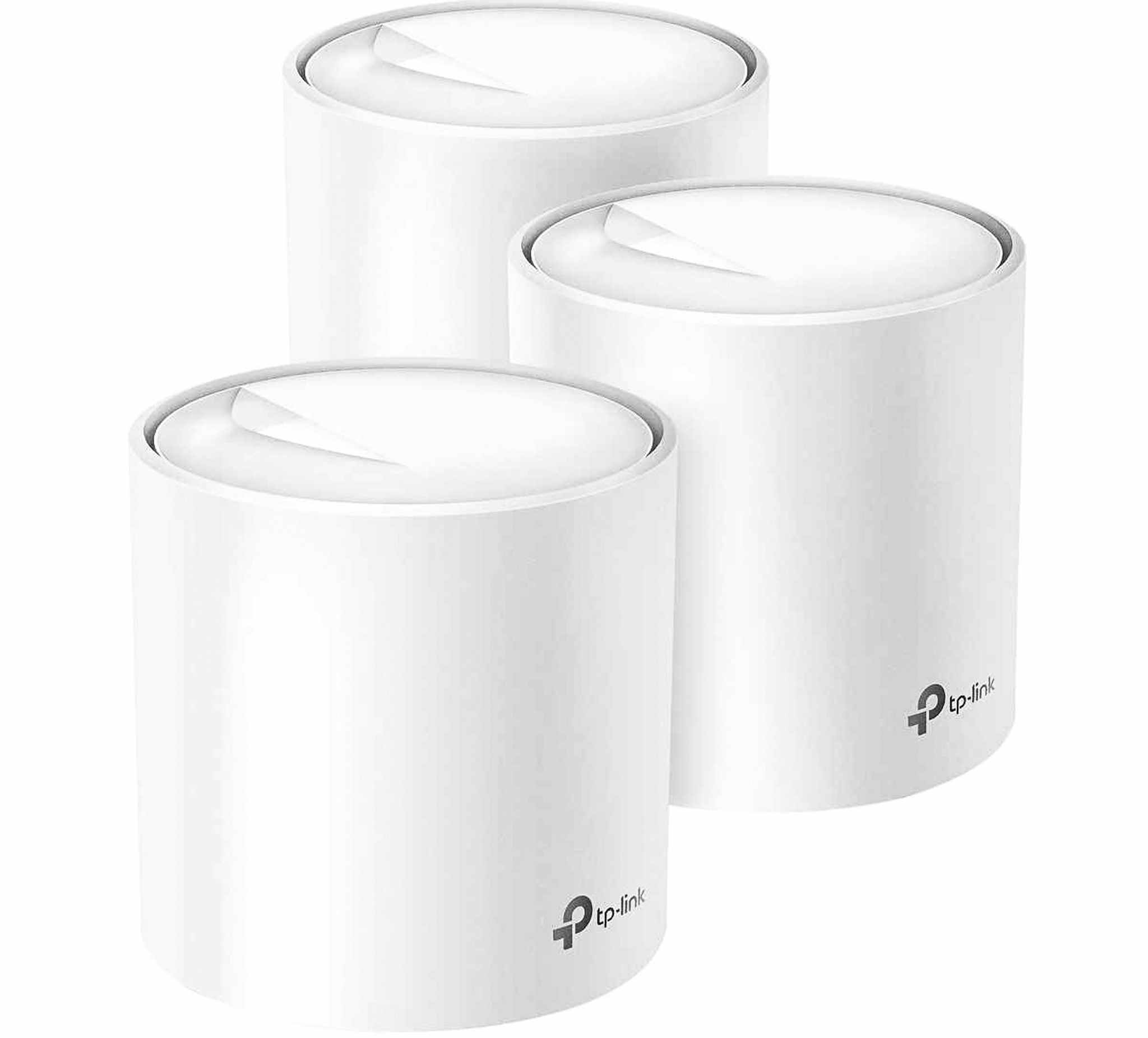 three tp link routers in a white background 