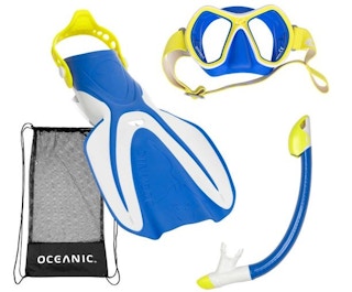 stock image of youth snorkeling kit