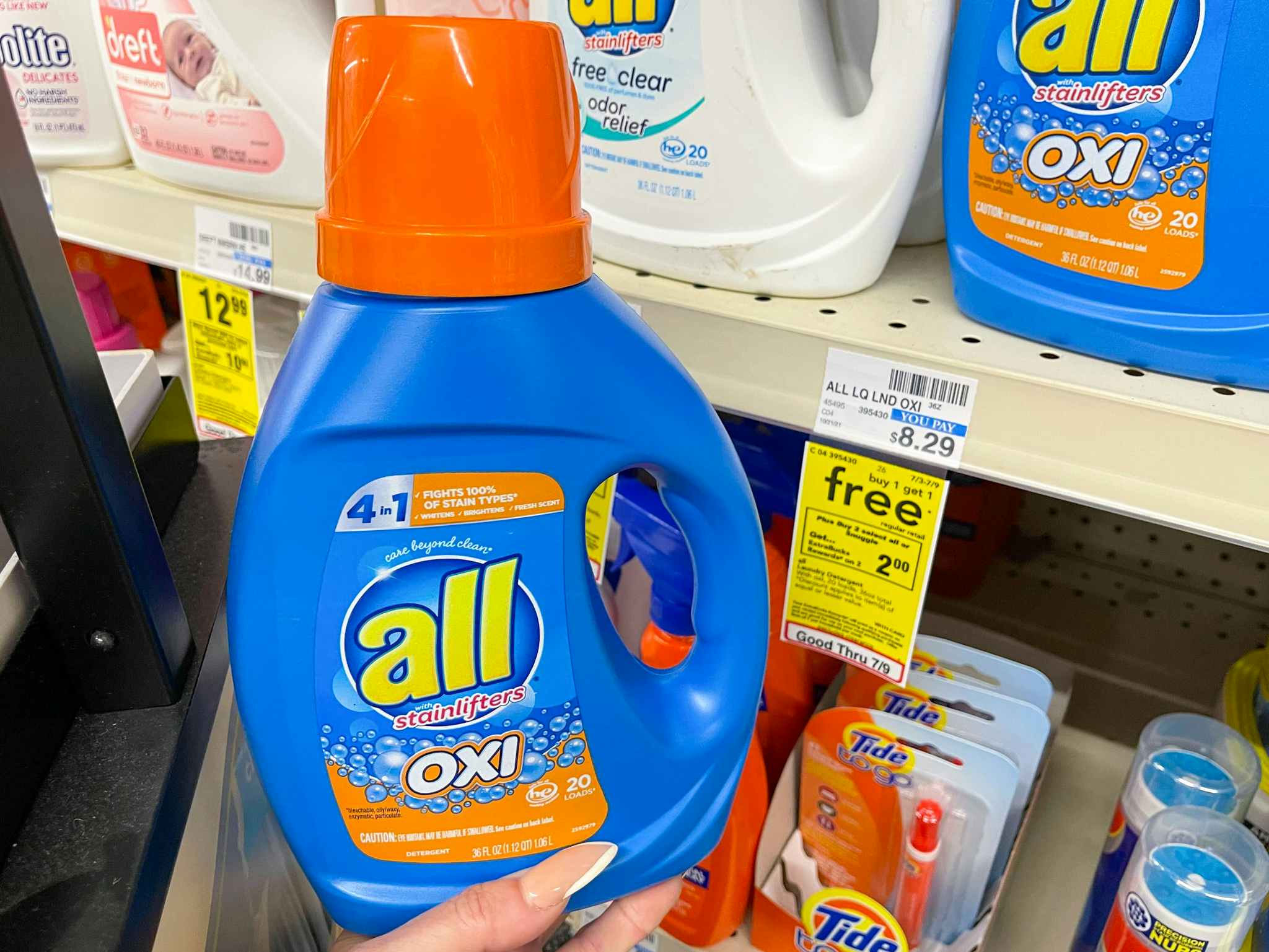 all laundry detergent held by sale tag