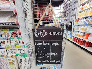 chalk board sign for a baby announcement, fill in name, weight, height, time, date, etc