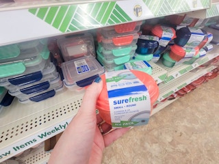 hand holding a small lunch container