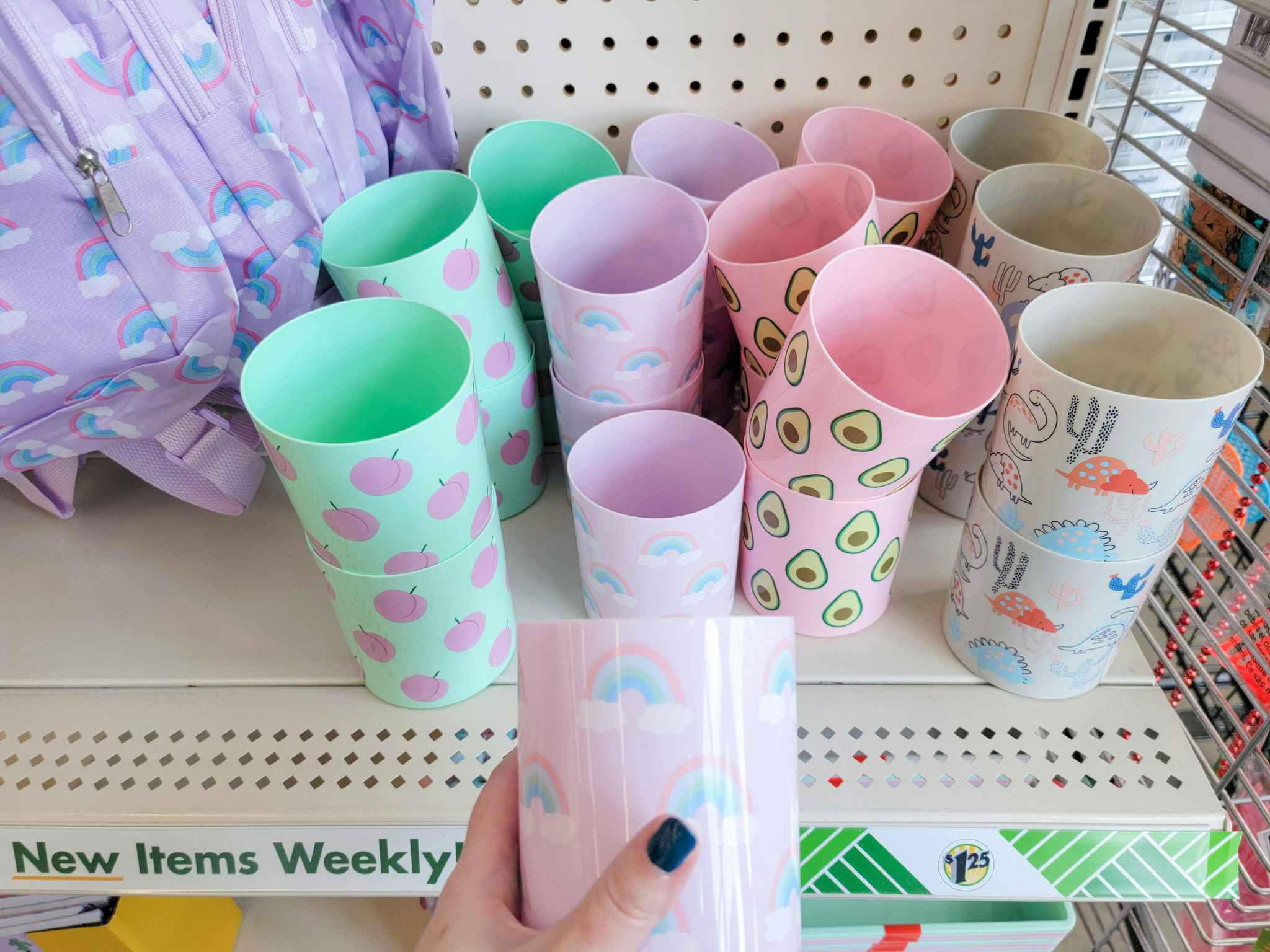 pencil cups featuring avocados, rainbows, llamas, and dinosaurs