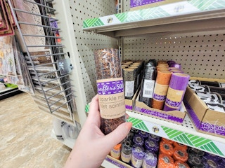 hand holding a roll of sparkle mesh